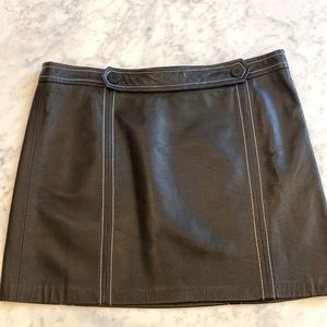 Black leather mini skirt with white stitching - never worn/tags on | Laundry